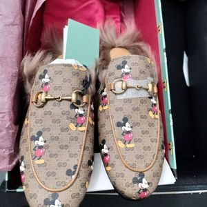 Guccix Disney Fur Princetown Mules